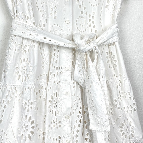 RACHEL PARCELL White Tiered Eyelet Button Up Dress Size Small - Picture 6 of 15